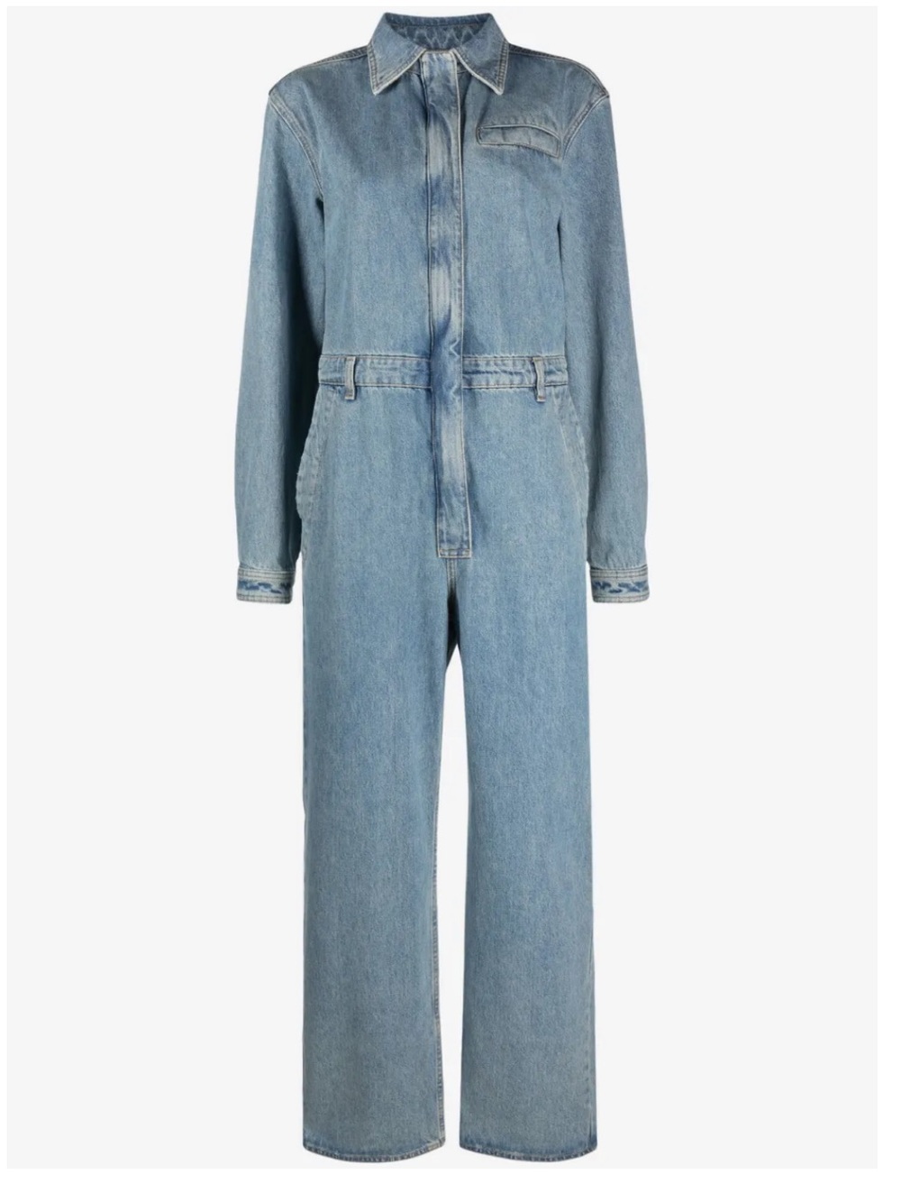 LouLou Studio Panay Denim Utility Jumpsuit - Light Blue XS